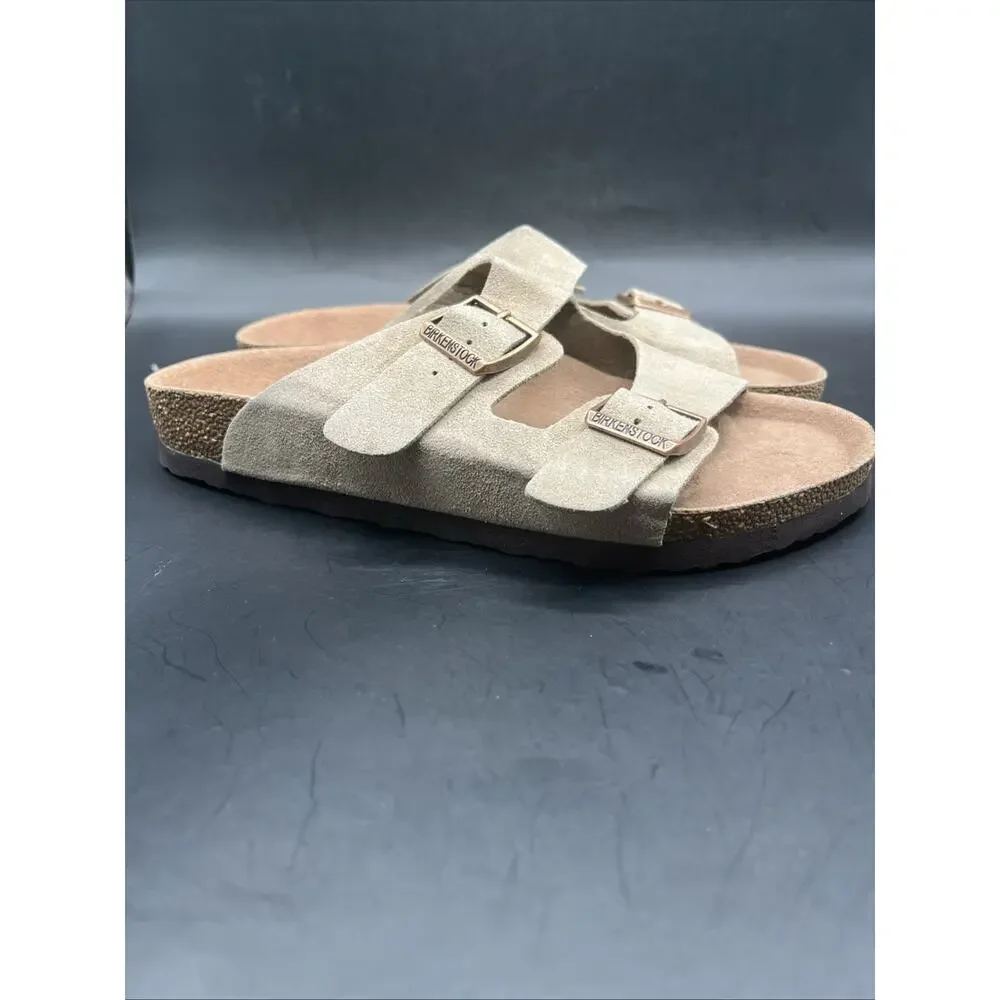 Birkenstock 2 straps adjustable sandals Flip Flops Sz 37 Ivory Beige NWOB US 9